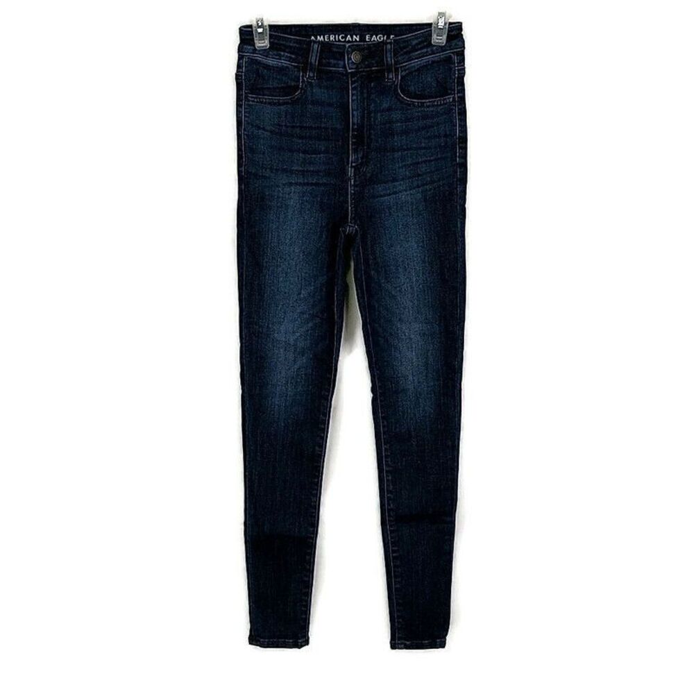 American Eagle Highest Rise Jegging Dark Wash Faded Skinny Jeans sz‎ 2 Regular